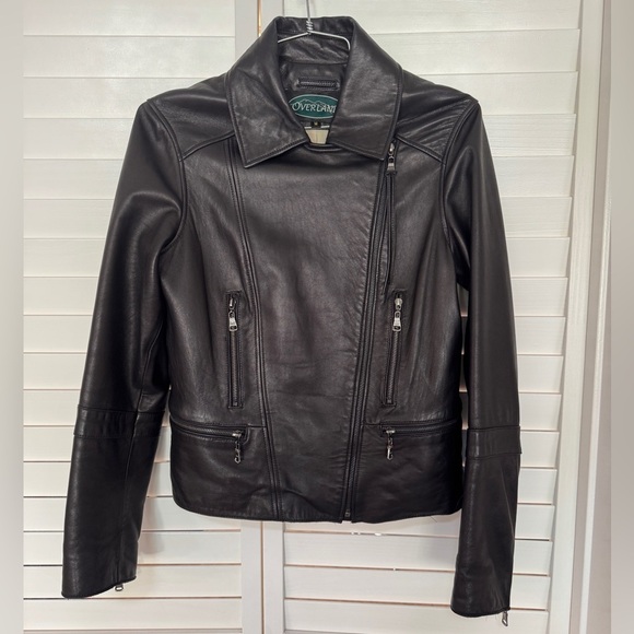 Overland Vintage Black Leather Moto Jacket Size M - Picture 4 of 11